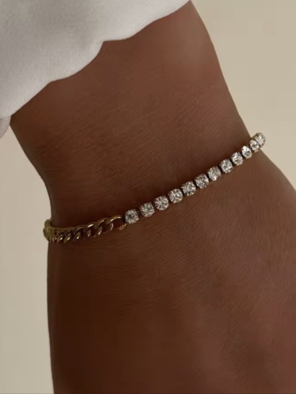 💛🤍NEW💛🤍 STUNNING!! 18kt GOLD Over SS Half CZ'S And Half Cuban Link Bracelet